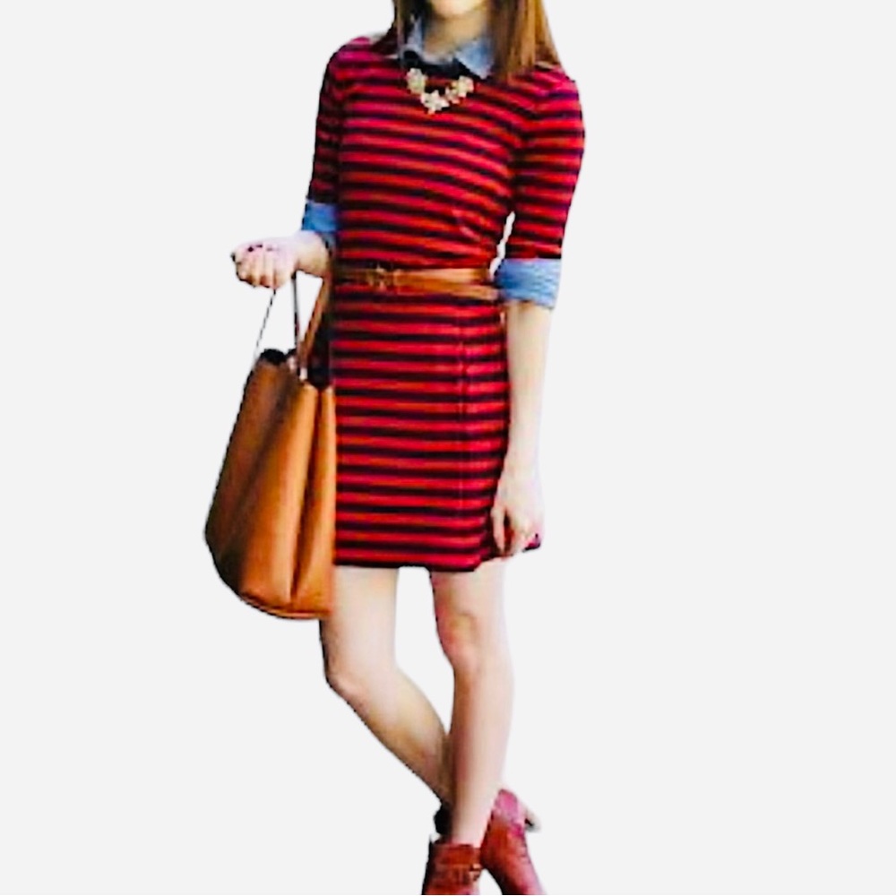 Gap Red Blue Stripe Dress Mini Preppy Pockets Shift M USA Patriotic
